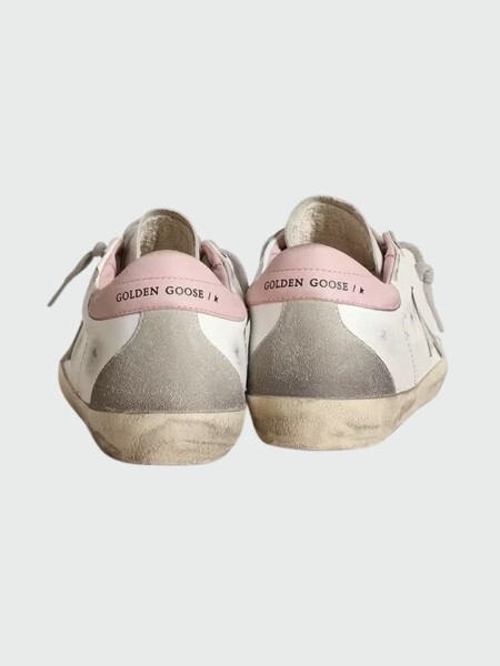 Golden Goose-Championes de cuero acordonados, Super Star Blanco