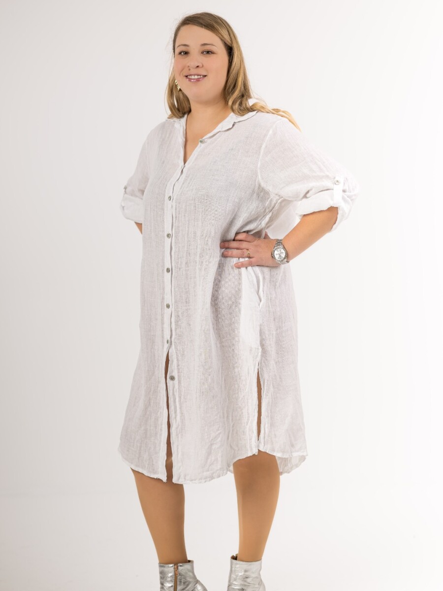 Vestido camisero 100% lino pesante Made in Italia Vestido camisero 100% lino pesante Made in Italia