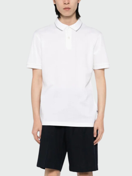 BOSS Polo de Piqué con Detalles en Contraste Blanco