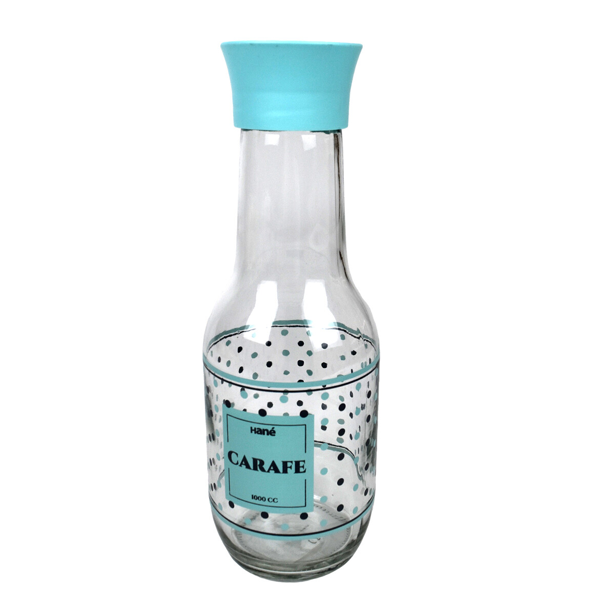BOTELLA VIDRIO 1000CC PUNTO DECORATED PASTEL VERDE/ROSA 