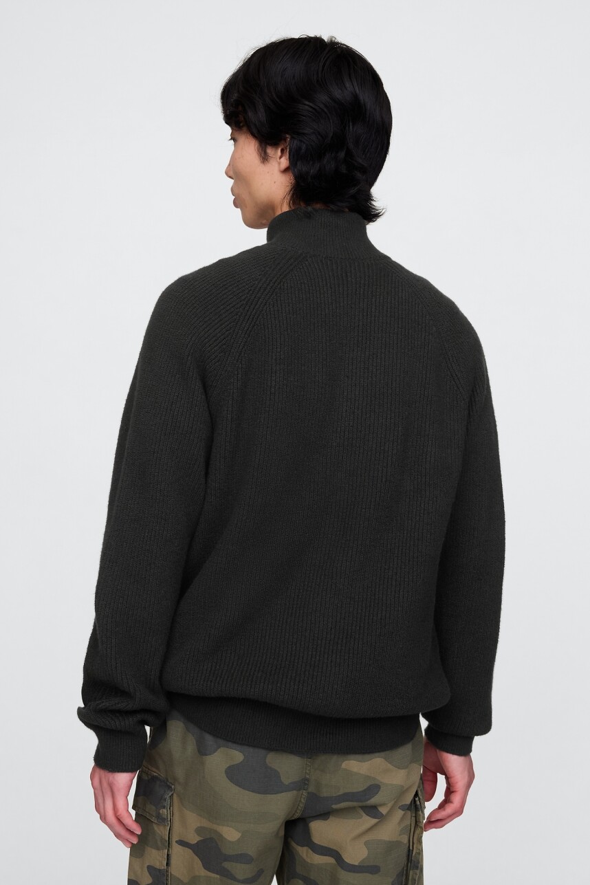 Buzo Cashsoft Texturado Medio Cierre Hombre True Black