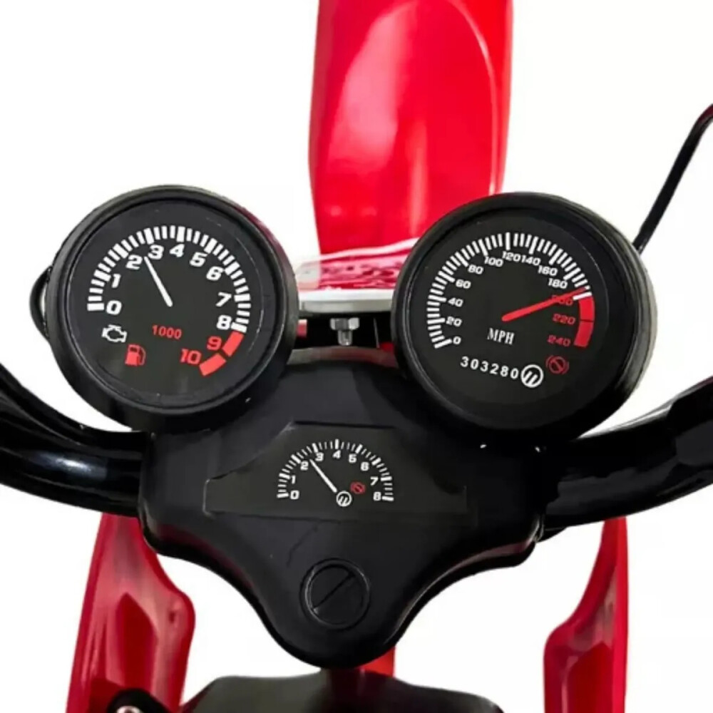 Bicicleta estilo moto con roncador rodado 20" Rojo