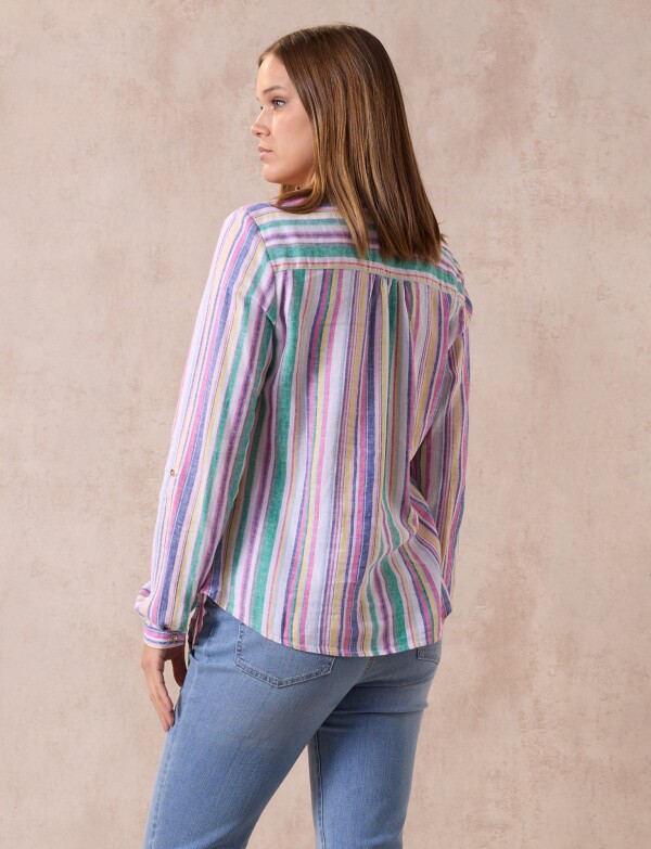 Blusa Lino Lineas MULTI/BLANCO