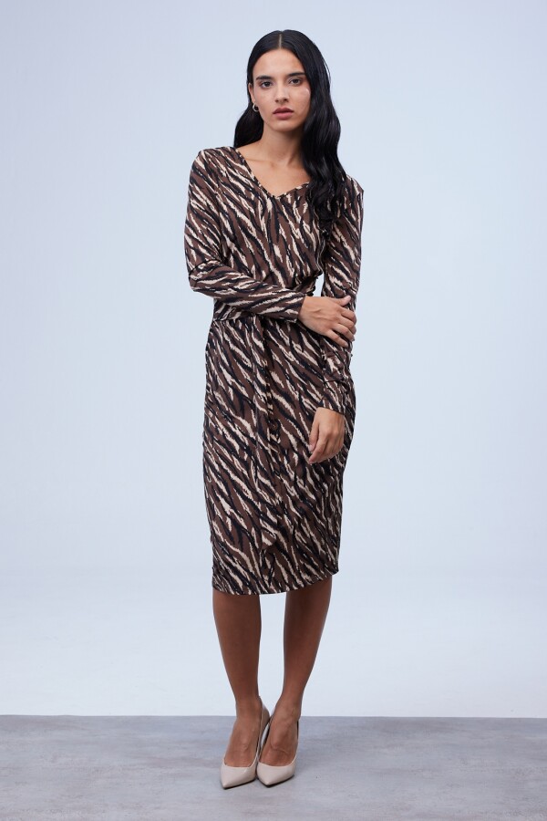 Vestido Lazo Print MARRON/MULTI