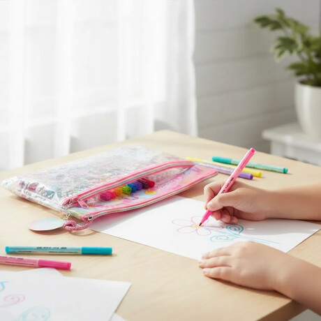 Set Papelería Arte Escolar c/ Cartuchera Libreta Lapiceras Mariposa