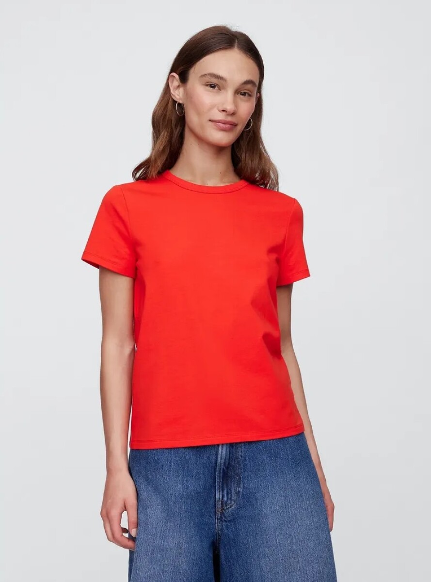 Remera Bàsica Manga Corta Cuello Redondo Mujer - Poster Red 