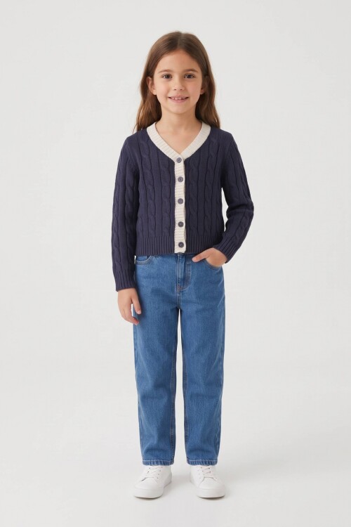 Cardigan con ochos AZUL MARINO