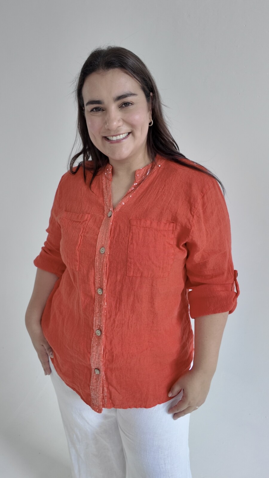 Camisa índigo Naranja