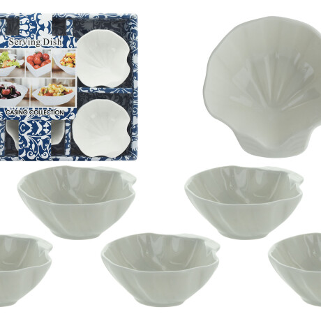 BOWL X6PCS FORMA CONCHA U HOJA CERAMICA BLANCA LISA PEQUEÑO CAJA H04 BOWL X6PCS FORMA CONCHA U HOJA CERAMICA BLANCA LISA PEQUEÑO CAJA H04