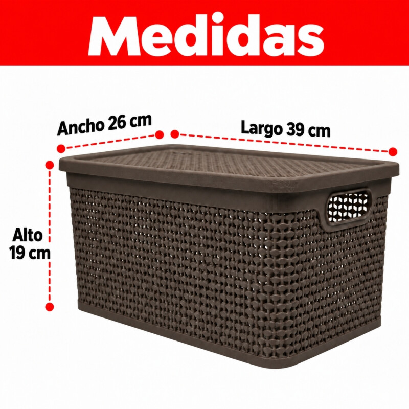 Set x2 Caja simil ratán 15 lts CHOCOLATE