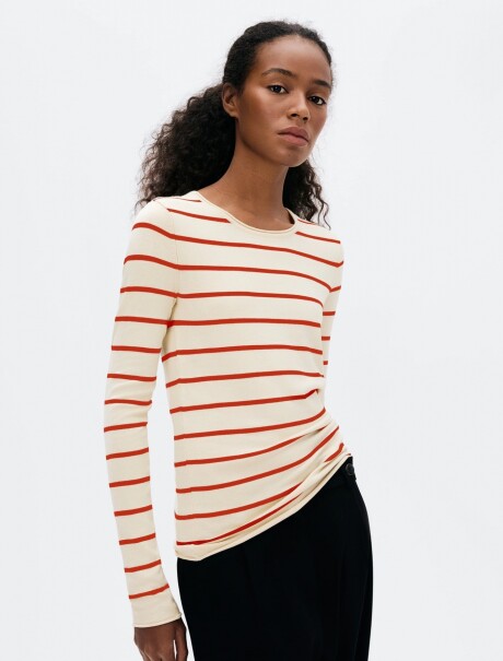 CAMISETA MANGA LARGA DE RAYAS BLUSA ML FEM