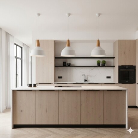 Campana de Aluminio y madera estilo nórdico Blanco