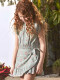 Vestido Estampado De Flores Con Tiras Bordadas Verde