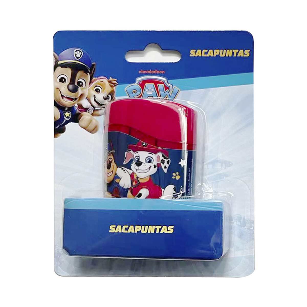 Sacapuntas Paw Patrol con Deposito y 2 Agujeros - AZUL/ROJO 