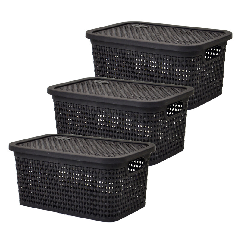 Set x3 Caja simil rattan 2,5 Lts (23x15,5x11cm) rosado CHOCOLATE