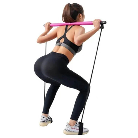 Set Barra Pilates C/Bandas Gym Yoga Entrenamiento Multicolor