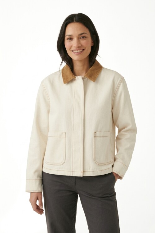Campera denim con cuello contratono BLANCO