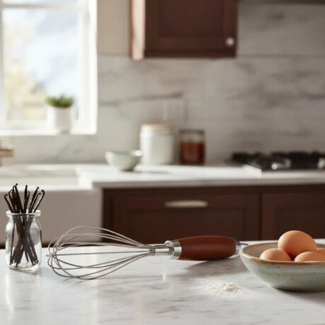 Batidor Manual de Acero Inoxidable con Mango de Madera 28cm Batidor Manual de Acero Inoxidable con Mango de Madera 28cm