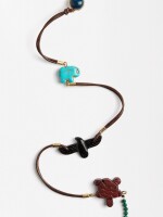Collar De Cordón De Piel Con Piedras multicolor