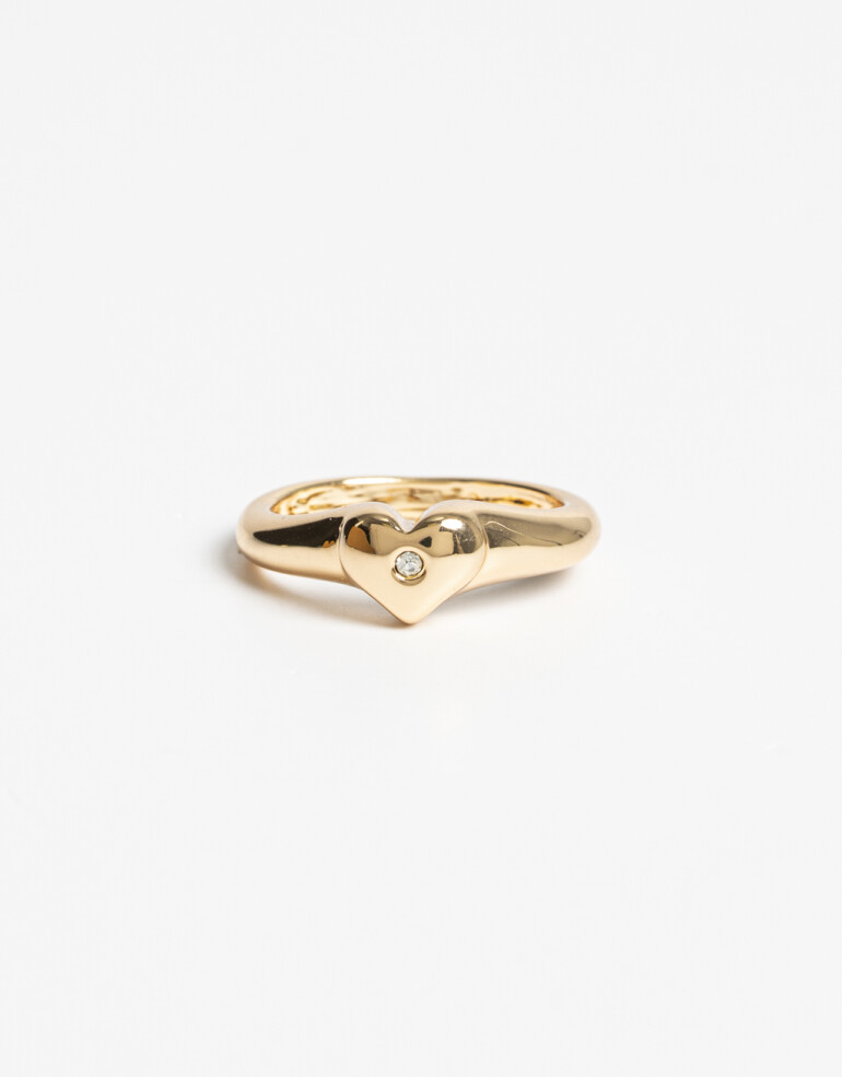 Anillos Medianos y Grandes Metal Anillo De Corazón Bañado En Oro - Dorado