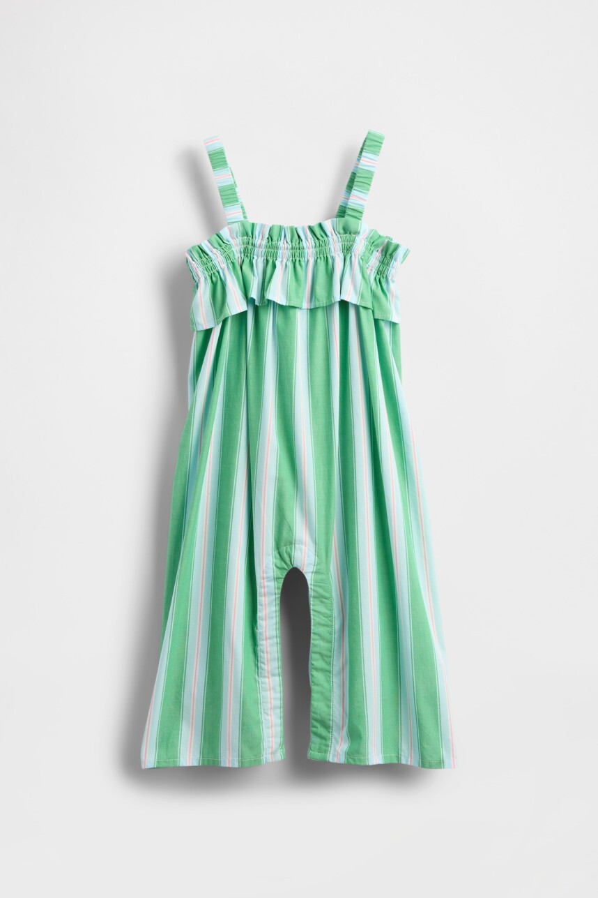 Enterito Poplin Toddler Niña Green Stripe