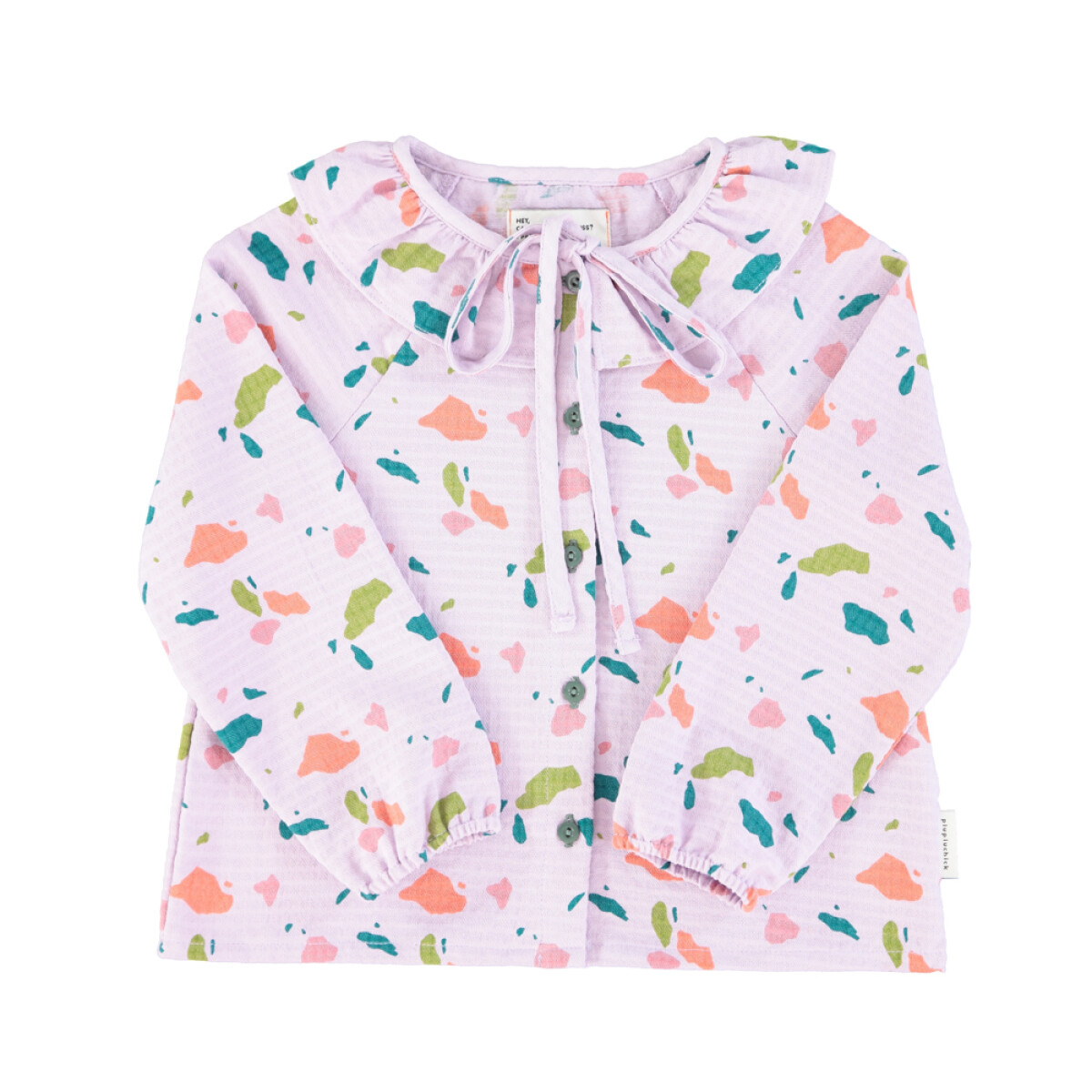 Blusa Con Cuello Volado Lila Con Figuras Piupiuchick 3 Meses 