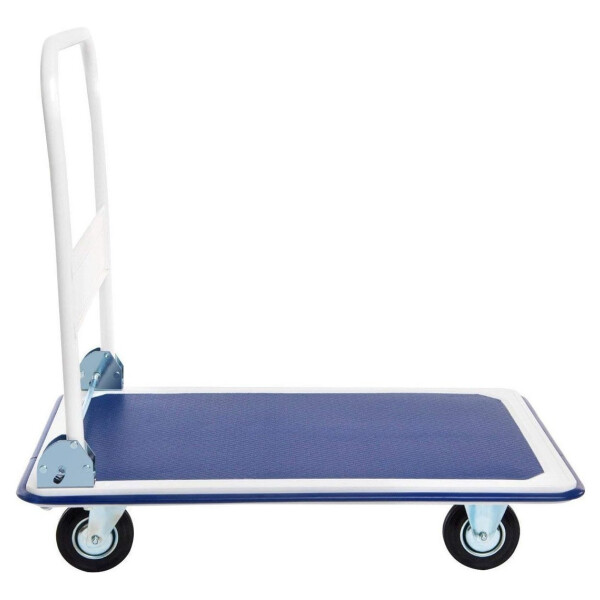Carro Carrito Carga Plegable Plataforma Ruedas 150 Kg Color Blanco Azul