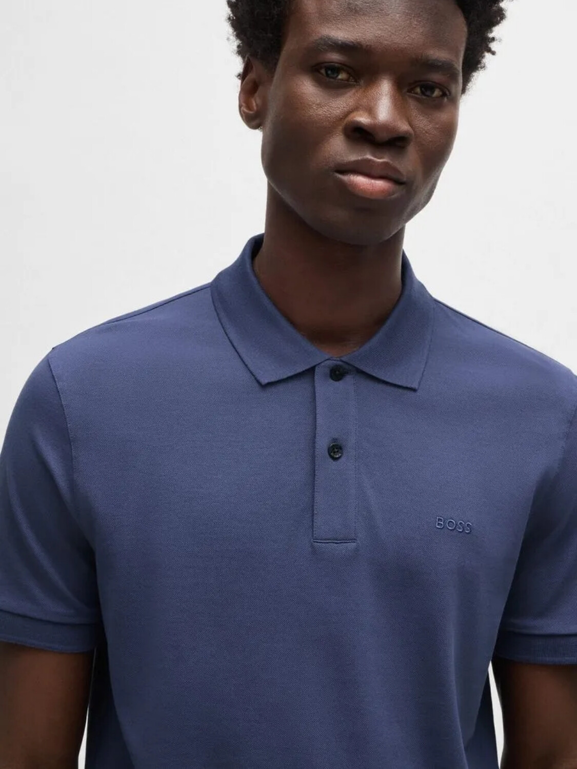 BOSS Polo de Algodón Piqué con Logo Bordado Violeta