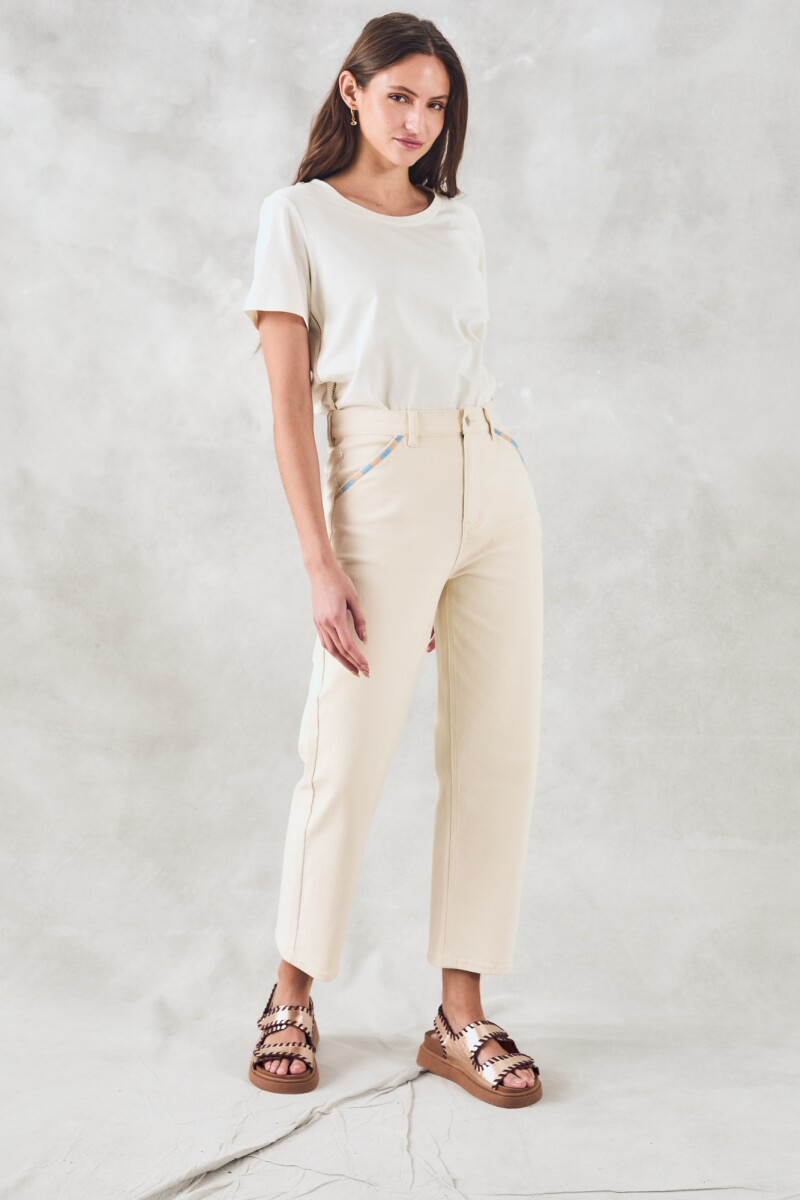 Jean Bolsillo Bordado Crudo