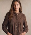 Blusa Algodón Con Detalles Encaje Chocolate