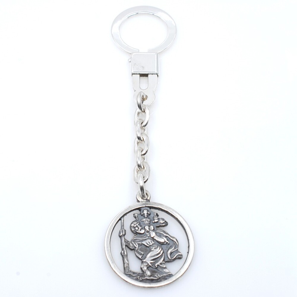 Llavero en plata con imagen de San Cristobal Llavero en plata con imagen de San Cristobal