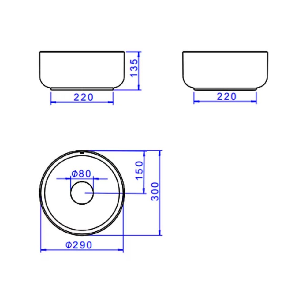 Bacha de apoyo redonda 30 cm negro mate Deca Bacha De Apoyo Redonda 30 Cm Negro Mate Deca