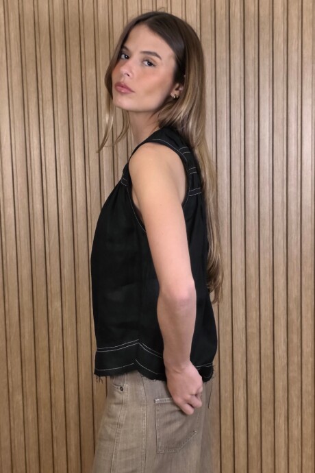 Musculosa Maui Puro Lino Negro