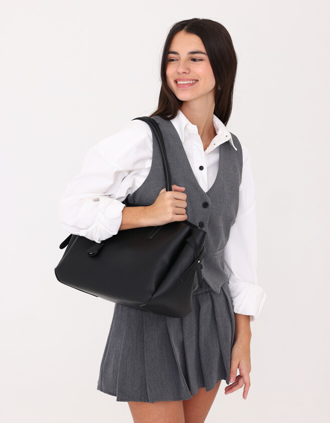 Shopper Carteras De Mano Con Charm - Negro