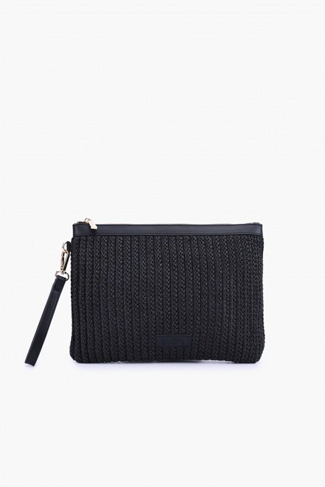 Clutch rafia negro