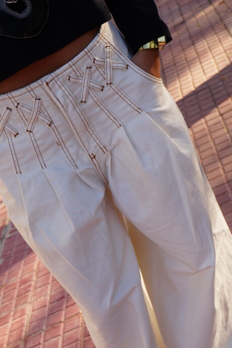Cross Pants Vaquero Blanco