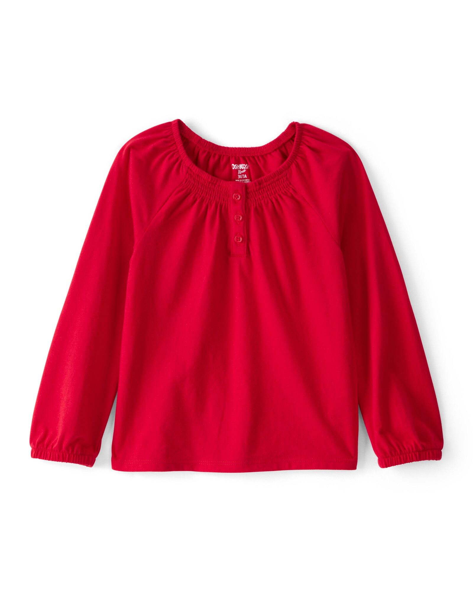 Blusa de algodón, manga larga, roja Sin color