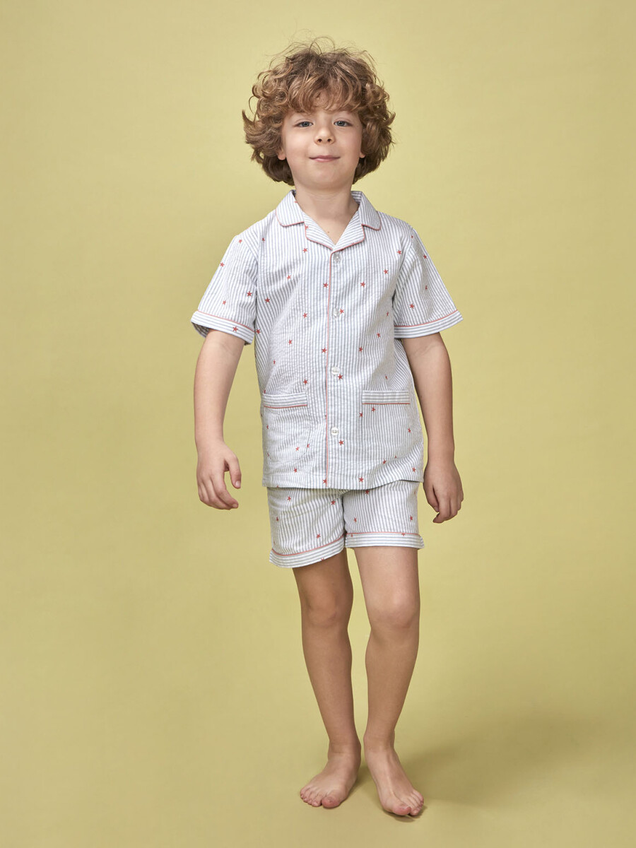 Pijama Rayas Con Estrellas Blanco