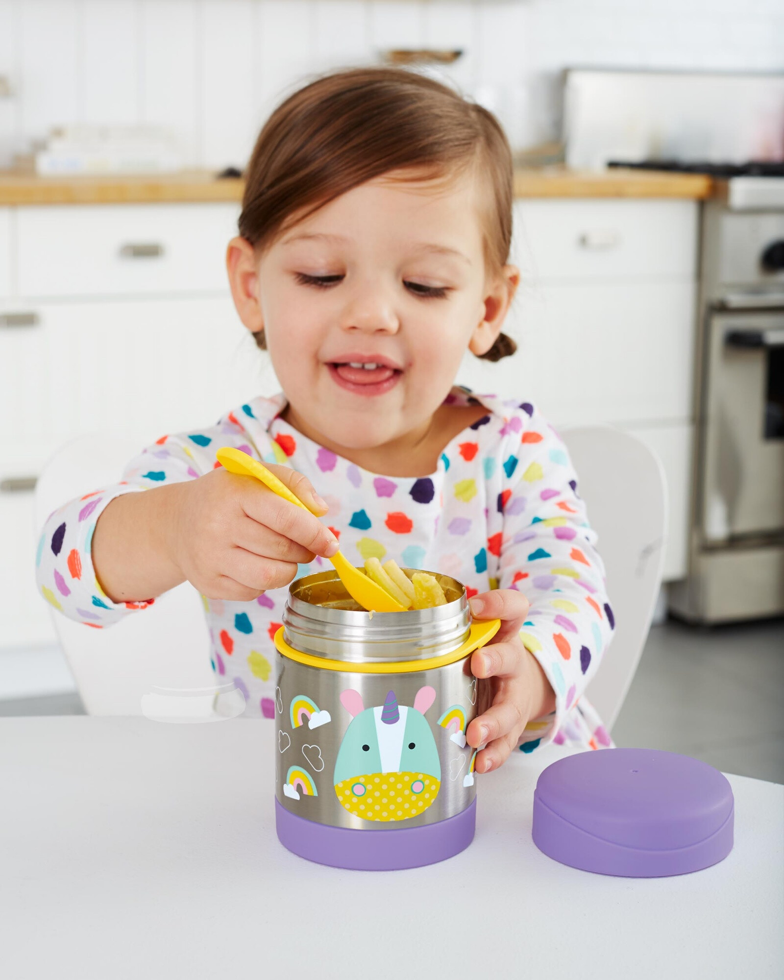 Tupper de Acero Inoxidable Con Cuchara Para Niñas Diseño Unicornio 0