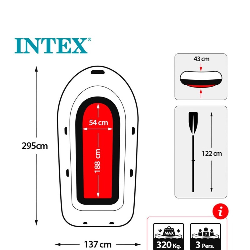 INTEX BOTE GOMÓN INFLABLE CHALLENGER 3 PERSONAS SET Intex Bote Gomón Inflable Challenger 3 Personas Set