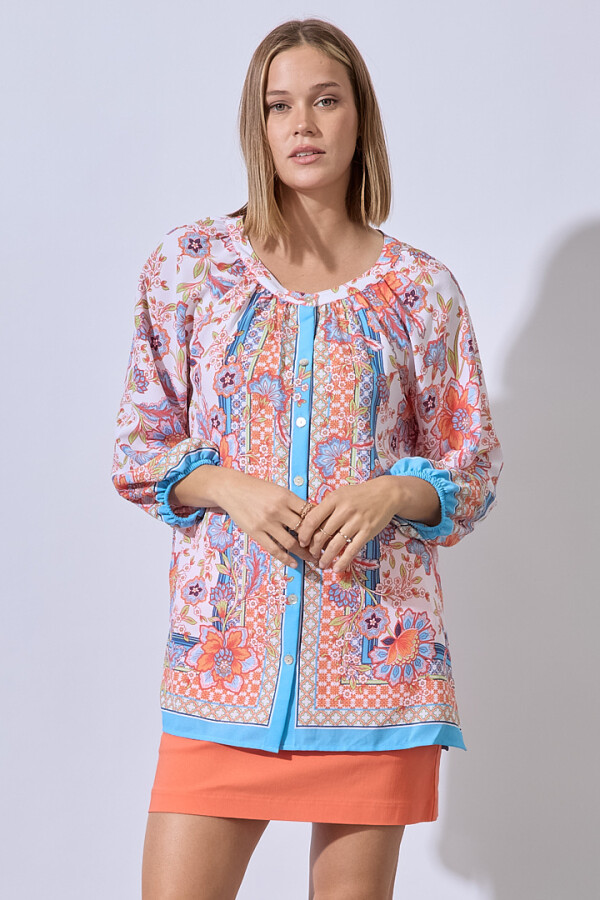 Blusa Print Flores MULTI/BLANCO