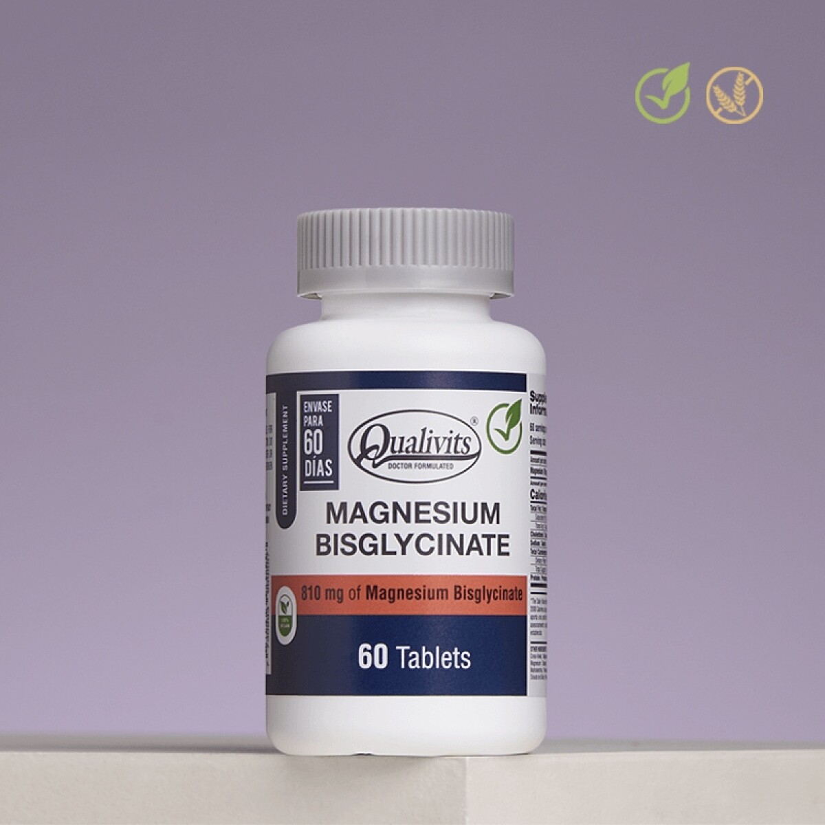 Bisglicinato de Magnesio 810 mg x 60 Tablets Qualivits 
