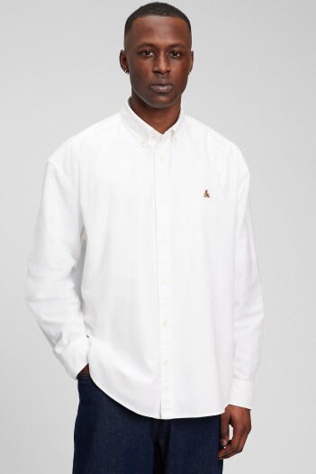 Camisa Oxford Con Osito Brannan Hombre White 2