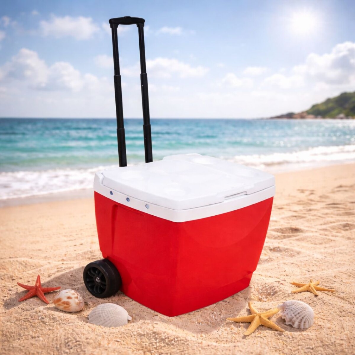 CONSERVADORA 42 LITROS CON RUEDAS ROJA MOR 