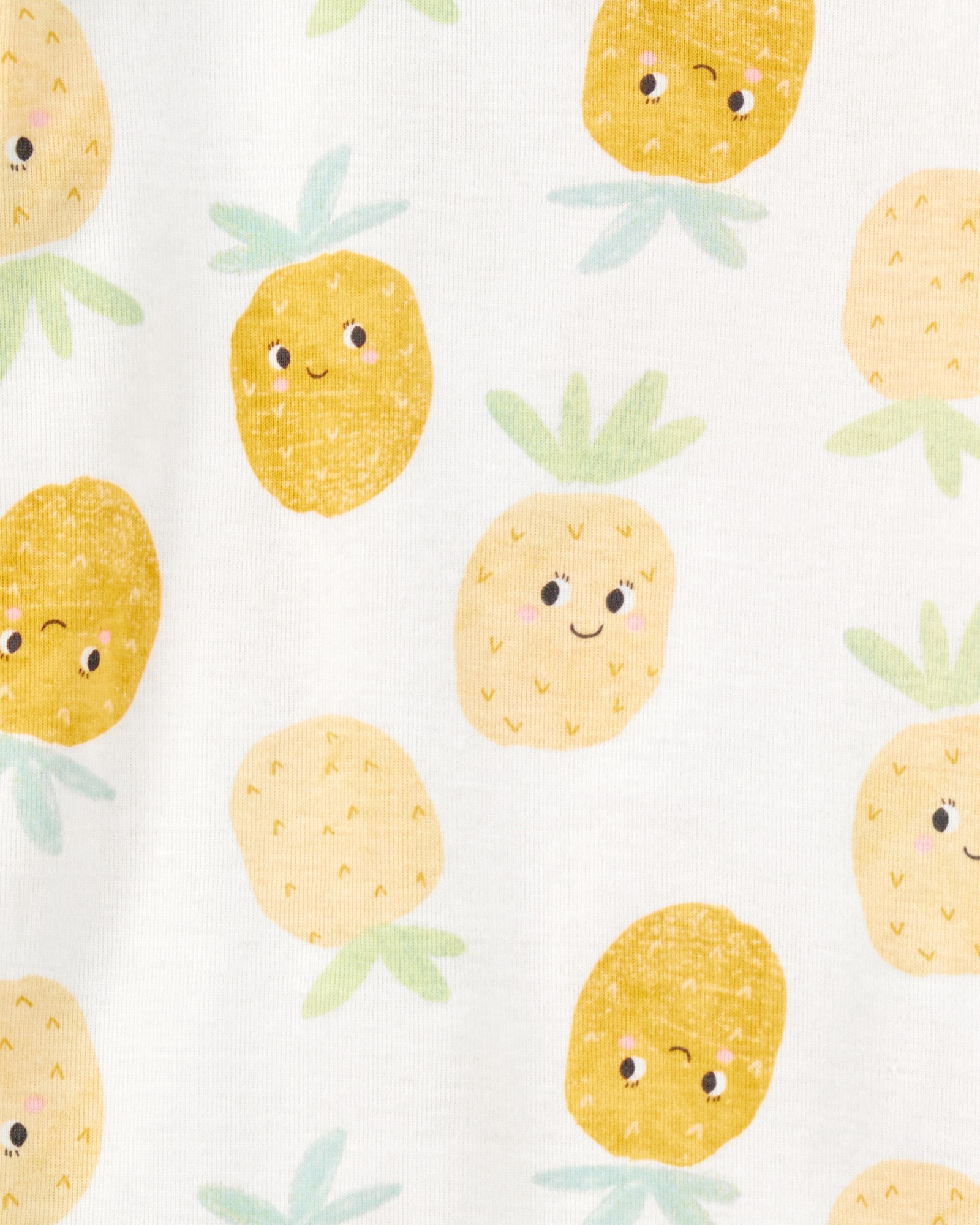 Pijama cuatro piezas de algodón, dos remeras, short y pantalón, diseño piñas Sin color