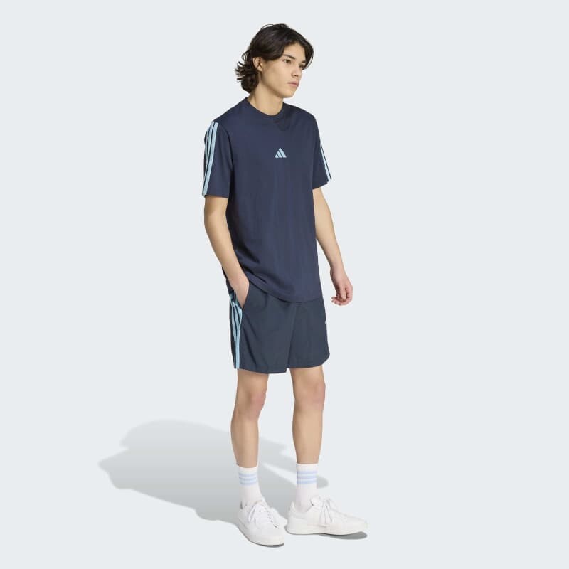 Remera Adidas Essentials 3 Rayas Azul
