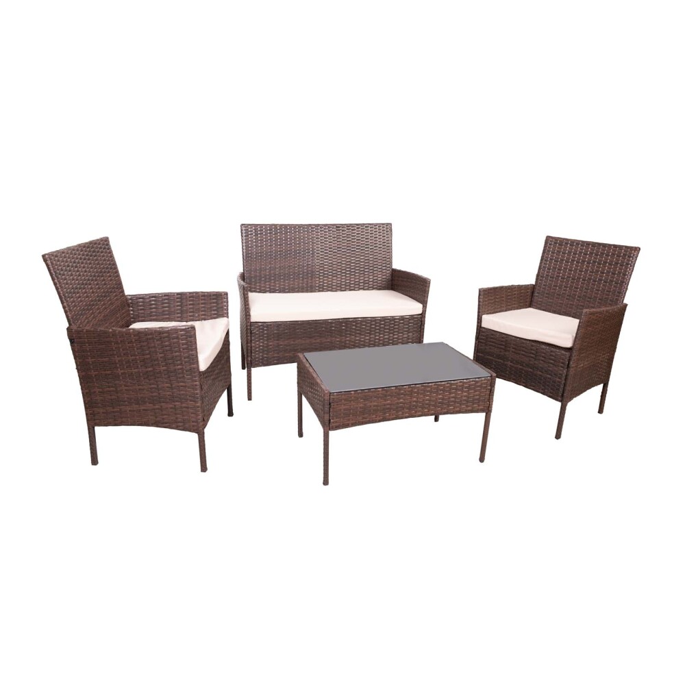 SET LIVING EXTERIOR RATTAN-SINTETICO-Y-ACERO MARRON APOLO
