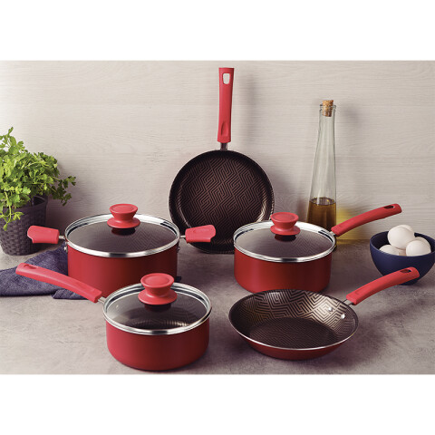 Batería de cocina, roja 5 piezas "NASSAU" TR6295