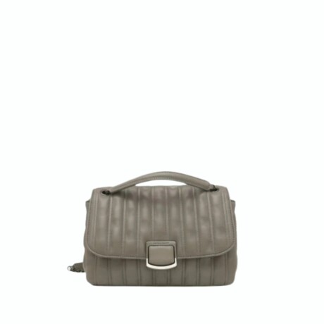 Longchamp -Cartera de cuero con solapa, Brioche Gris