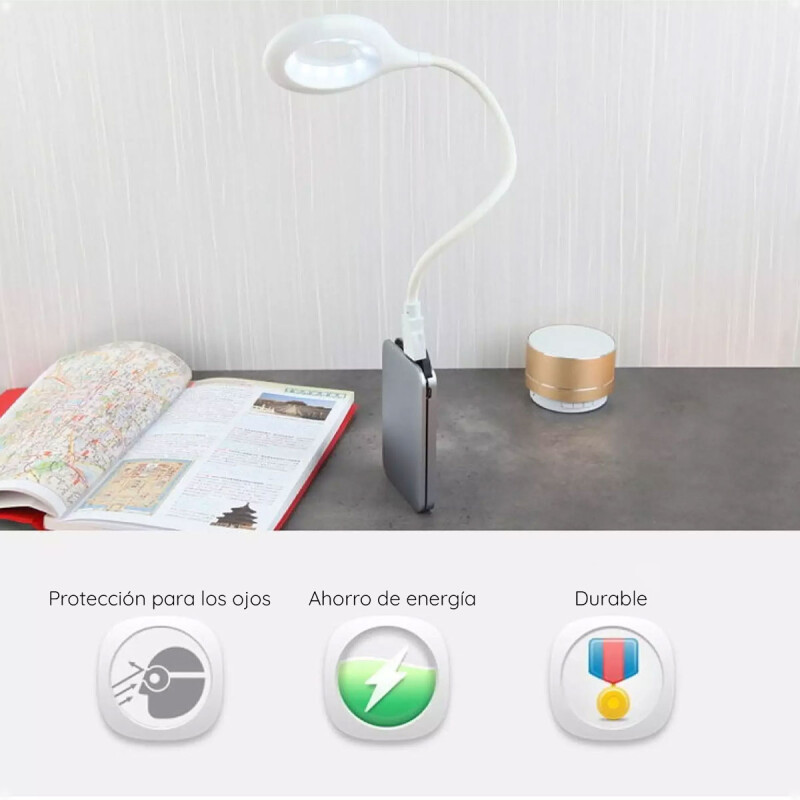 Lampara Led Redonda Para Pc o Lectura con USB Blanco